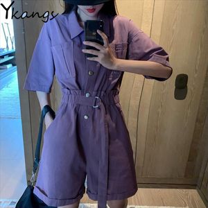 보라색 2020 섹시한 데님 jumpsuit 바지 여성 파티 여름 playsuit 청바지 Romper 여성 패션 바디 콘 짧은 짧은 Jumpsuit T200704