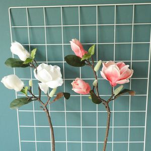 Simulation Single Branch Magnolia Silk Artificial Flower for Home Decoration Vase Orchid Wedding Bride Holding Fake Flower Plant