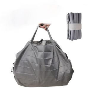 Eco-Friendly Folding Shopping Bag Reusable Portable Handväska Livsmedelsbutik Tygkassar Pläterad Präglad Polyester Förvaring