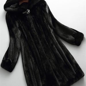 Lautaro High Quality Long Black Winter Faux Fur Coat Women with Hood Sleeve Plus Size Warm Fluffy Furry Jacket 5xl 6xl 7xl