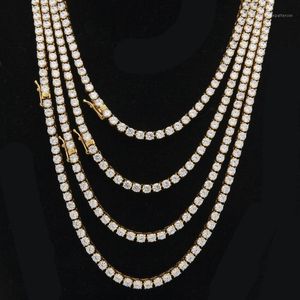 Mens Zircon ожерелье Теннисная цепочка мода хип-хоп из нержавеющей стали золотые серебряные ожерелья 18 дюймов 20 дюймов 22inch1