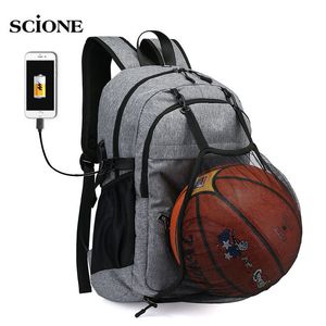 USB Basquete Mochila Ginásio Fitness Bag Sporttas Net Ball Bolsas Para Homens Sports Sac de Esporte Tas Meninos Meninos Meninos Ginásio Saco XA414WA Q0113