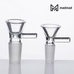 Glass smoking bowls with handle 27mm clear color classic bong bowl 10/14/18mm male dry herb holder for water pipe dab rig