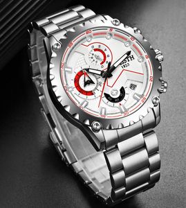 Wlisth Mens White Men's Sports Watch Multi-Function Vattentät Kalender Mens Toppkvalitet