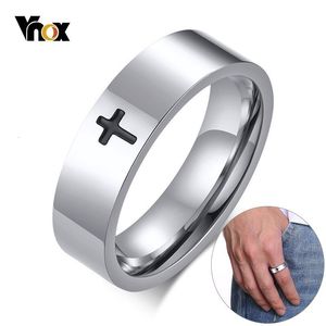 Wholesale men wedding bands cross for sale - Group buy Vnox Simple Cross Ring for Women Men Plain Cut mm Glossy Stainless Steel Wedding Band Casual Unisex Religious Christ Accessory