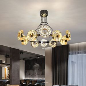 Высококачественная атмосферная хрустальная люстра Вилла гостиная Креативное кольцо Кристалл Спальни Лампы