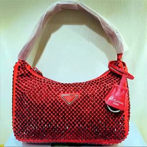 22SS womens Shoulder Bags crystal embellishment Luxurys Designers Bags Crossbody Bag Backpack Totes Half Moon Designers Purses Satin Hobo