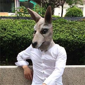 Halloween Latex Kangaroo Animal Full Face Head Lead Masker Cosplay Kostuum Party Kostuum Carnaval Fancy Dress voor Volwassen Q2