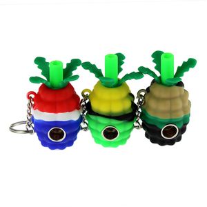 Set da fumo in silicone per pipa in silicone all'ananas all'ingrosso in fabbrica con accessori per ciotola di vetro