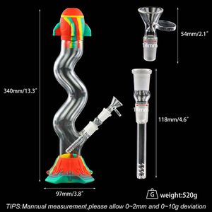 13,3-Zoll-Wasserpfeifenbong Glasbongs Raucherzubehör Dab Rig Recycler Rohre Bohrinseln Bubbler Shisha-Schalen Wachsbrenner