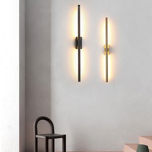 Moderna lampada da parete a LED in tubo di metallo su giù applique Camera da letto foyer bagno soggiorno WC bagno oro nero Decor Wall Mirror Light