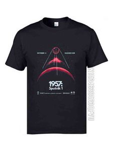 Espaço satélite artificial soviético de Sputnik camiseta Pai camisetas 2019 T-shirt superior do top dos homens do tecido de algodão 100% mais novo personalizado G1222