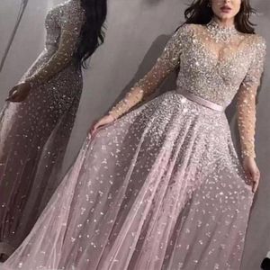 Casual Dresses Women Elegant Formal Evening Party Mesh Long Sleeve High Waist Sequins Shiny Wedding Dress Top Quality Vestidos1