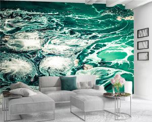 Luxo Verde 3d Wallpaper de Luxo Elegante Green Wave Wallpaper Indoor fundo TV decoração da parede 3d Mural Wallpaper