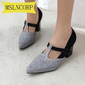 Plus Size Comfortable Elegant Ladies Glitter Silver Red Pumps Sexy Pointed Toe High Heels Wedding Party Shoes Women Pumps1