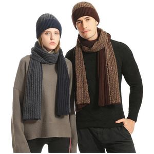 2020 Herbst und Winter grenzüberschreitende neue europäische und amerikanische gestrickte doppelseitige farbige Halshuthandschuhe drei Sätze