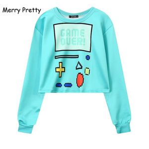 Веселая красивая женская толстовка Harajuku Sexy Crop Top Punk Hip-Hok Hoody большой размер Sudaderas Mujer мода Feminino Moleton 201030