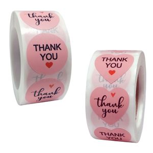 500 PCS Roll 1inch Obrigado Handmade Coração Papel Adesivos Casamento de Aniversário Festa Presentes Caixa De Rótulo Decoração