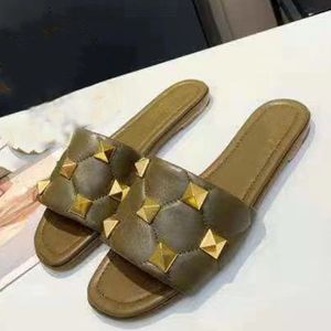 2021-Woman Slipper Designer Slipper TOP-Quality Casual Slipper Calfskin Metal buckle Flip Flops Size 35-42 With box