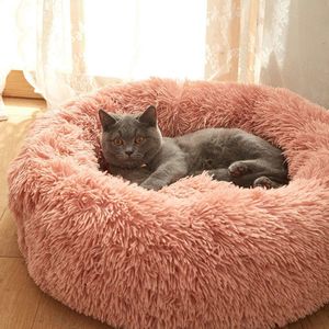 Plush Cat Bed House Soft Round Cat Bed Winter Pet Dog Cushion Mats For Small Dogs Cats Nest Warm Puppy Kennel Pet supplies LJ201203