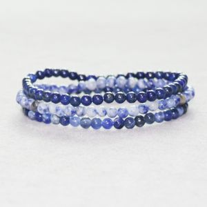 Mg0064 atacado 4 mm mini gemstone pulseira definir natural sodalite lapis lazuli pulseira mulheres yoga mala miçangas jóias