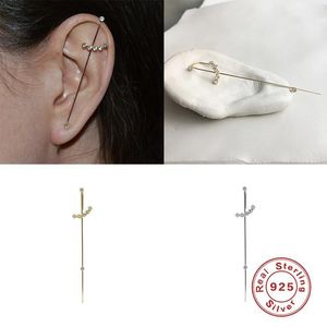 Stud GS 925 Sterling Silver Pin Ear Wrap Crawler Örhängen för kvinnor Surround Auricle Diagonal Zircon Pierced Earring Oorbellen1