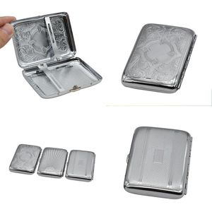 Metall Retro Cigarette Case Silvery Plated Reflektion Öppna lockbehållare Stark Rektangel Fodral Rökning Portable 5 5XB G2