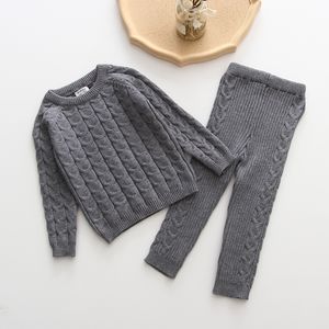 autumn kids sweater set Boys Girls Children knitted tops + Pants Infant Boys Knitted Suit winter Thick Warm Baby Clothing