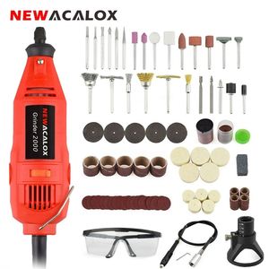 Newacalox EU / EUA 130W Mini Velocidade Variável Definir Máquina de Escultura para Metal Wood Glass 147 PCS Gravura Ferramenta Acessórios 201225