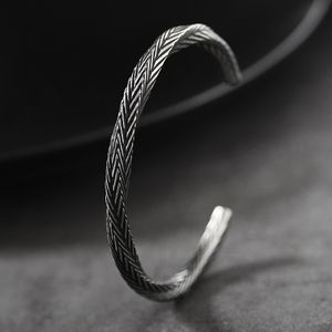 Twist da uomo Bracciale vichingo vintage Bracciale gotico punk argenteo vintage Bracciale aperto Gioielli da uomo Pulseira Masculina