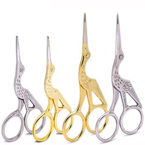 New Retro Silver Golden Stork Sewing Scissors Trimming Dressmaking Shears Cross-stitch Embroidery Steel Tailor Craft Scissors SN4880