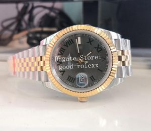 41 mm flete ramka zegarek męskiej Automatyczne cal. 3235 ETA Grey Wimbledon Watch Mężczyźni 904L Stal nierdzewna Dwnie tonowe żółte złote bransoletka 126333 DATA WRISTWATCHES