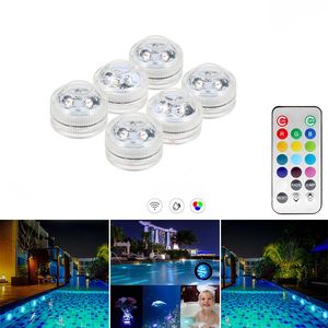 Luce sommergibile RGB telecomandata Lampada da notte subacquea a batteria Vaso Ciotola Decorazione per feste di nozze da giardino all'aperto