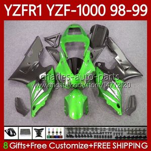 Kit carrozzeria per YAMAHA YZF-1000 YZF-R1 YZF1000 YZFR1 98 99 00 01 Corpo 82No.140 YZF R1 1000CC 1998-2001 YZF 1000 CC R 1 Verde nero 1998 1999 2000 2001 Carenatura moto