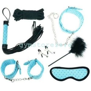 Bondage seksowne kostki kajdanki graniczne garnitur niebieskie mankiety z batem flirt #24