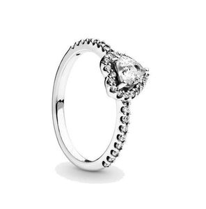 Nya Kvinnor Ring CZ Hjärta diamantringar Kvinnorsmycken för Pandora 925 Sterling Silver BröllopsRING set med originallåda