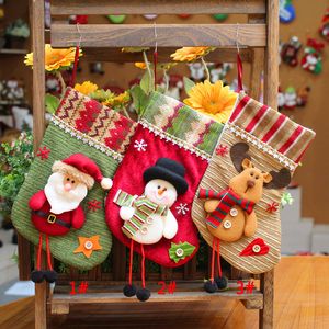 Christmas Stocking Santa Claus Christmas Sock Xmas Tree Hanging Gift Bag Candy Bag Christmas Tree Ornament Home Party Decoration WVT1004