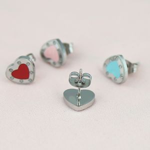 10mm Heart Earring Stud Women Couple Red Flannel Bag Stainless Steel Jewelry Wholesale