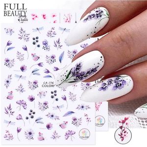 Nail Stickers Spring and Summer Colorful Flowers Maiden Fresh Natural Pink Floral Nail Sticker (Bare Clips )