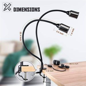 Gran oferta de luces de cultivo de maíz con Clip plano regulable de dos cabezales de 24W, luz blanca cálida de espectro completo para plantas de interior