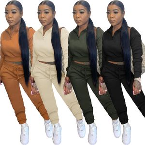 Fall Witner Women Tracksuits Long Sleeve Two Piece Set Workout Sports suits Active Wear Solid Outfit Pullover Hoodie Sweatpants Sweatsuits Wholesale 5747
