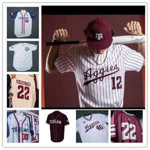 Teksas AG Aggies Baseball Stitch Jersey AJ. Minter Logan Foster Asa Lacy Bryce Blaum Will Frizzell Zach Deloach Logan Sartori Hunter Coleman Christian Roa Dustin Saenz