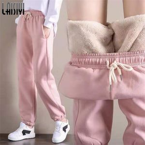 Winter frauen Fleece Hosen Plus Samt Dicke Streetwear Frauen Warme hosen Größe 3XL Casual Hosen 220214