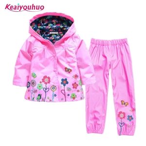 Conjunto de roupas de crianças primavera outono meninos meninos meninas conjuntos 2 pcs capa de chuva outwear + calças traje para meninas crianças vestir 201127