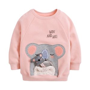 Baby Girl Одежда малыша осень хлопок животных аппликация толстовка розовый писем свитер для детей 2-7 лет 220115