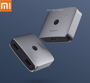 Xiaomi Mijia Tvåvägs HDMI distributionsomkopplare stöder HD K HDMI gränssnittsutrustning Aluminiumlegeringsmaterialplugg och spel
