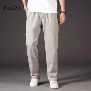 FALIZA Man Casual Pants Military Style Tactical Cotton Overalls Male Fashion Loose Straight Sports Cargo Pants Trousers PA1012