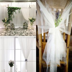 10m Kryształ Biały Szpuli Sheer Organza Tkanina do ślubu Tulle Mariage Arch Decoration Party DIY Tabela Spódnica C0125