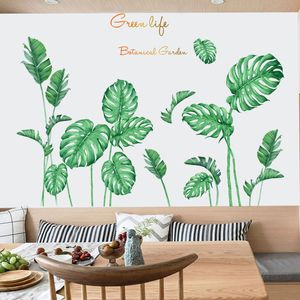 Grön växt vägg klistermärke tropisk sköldpadda blad kreativ hem vardagsrum bakgrund dekoration självhäftande målning sp-82072
