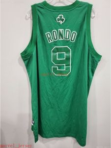 Özel Dikişli Nadir Noel Günü Rajon Rondo Jersey Yeşil XS XL Erkek Gerileme Basketbol Formaları Ucuz Erkek Kadın Gençlik